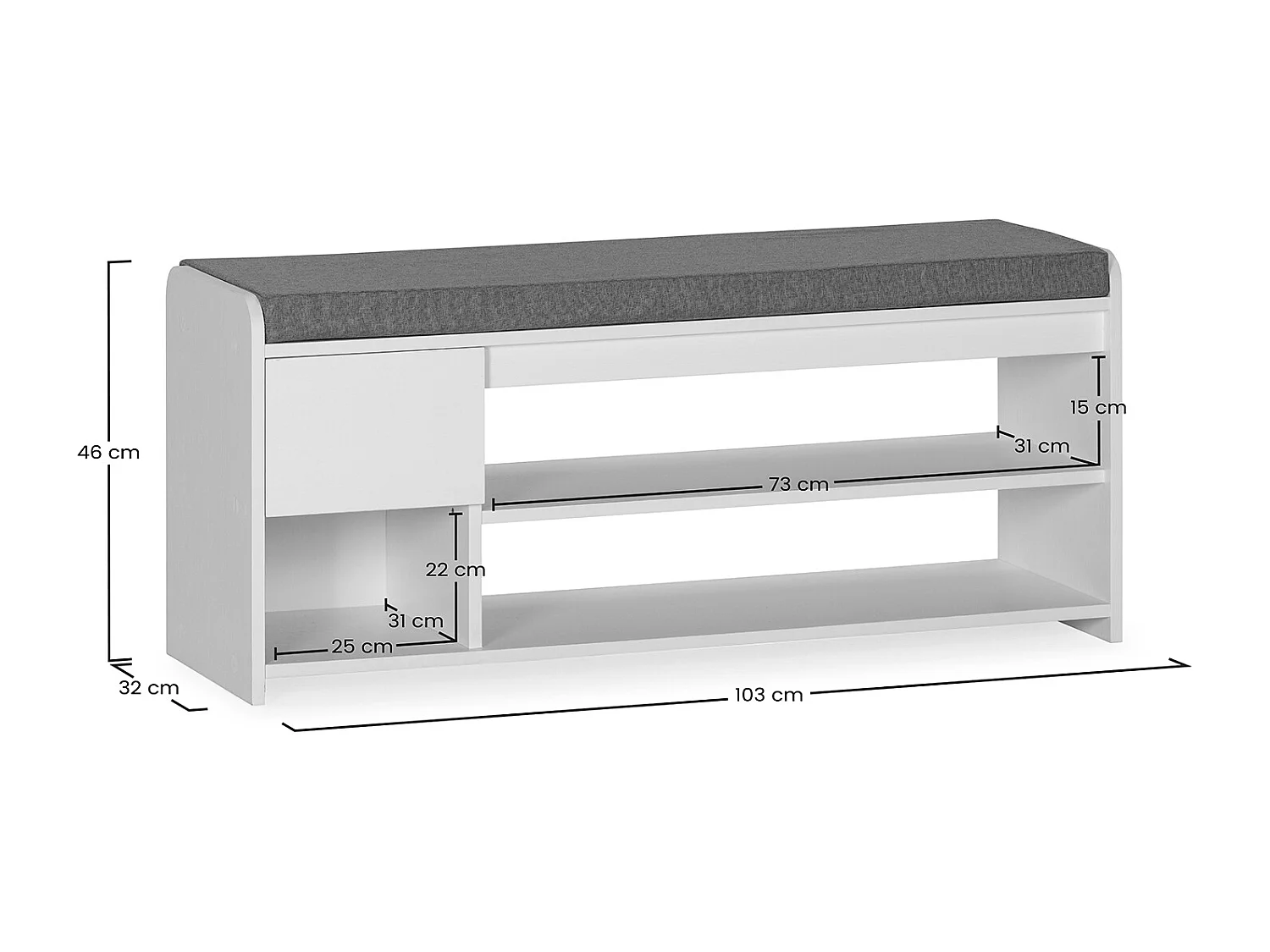 Kolumna na buty Gabriel kolor Biały 3 Otwory i 1 Szuflada