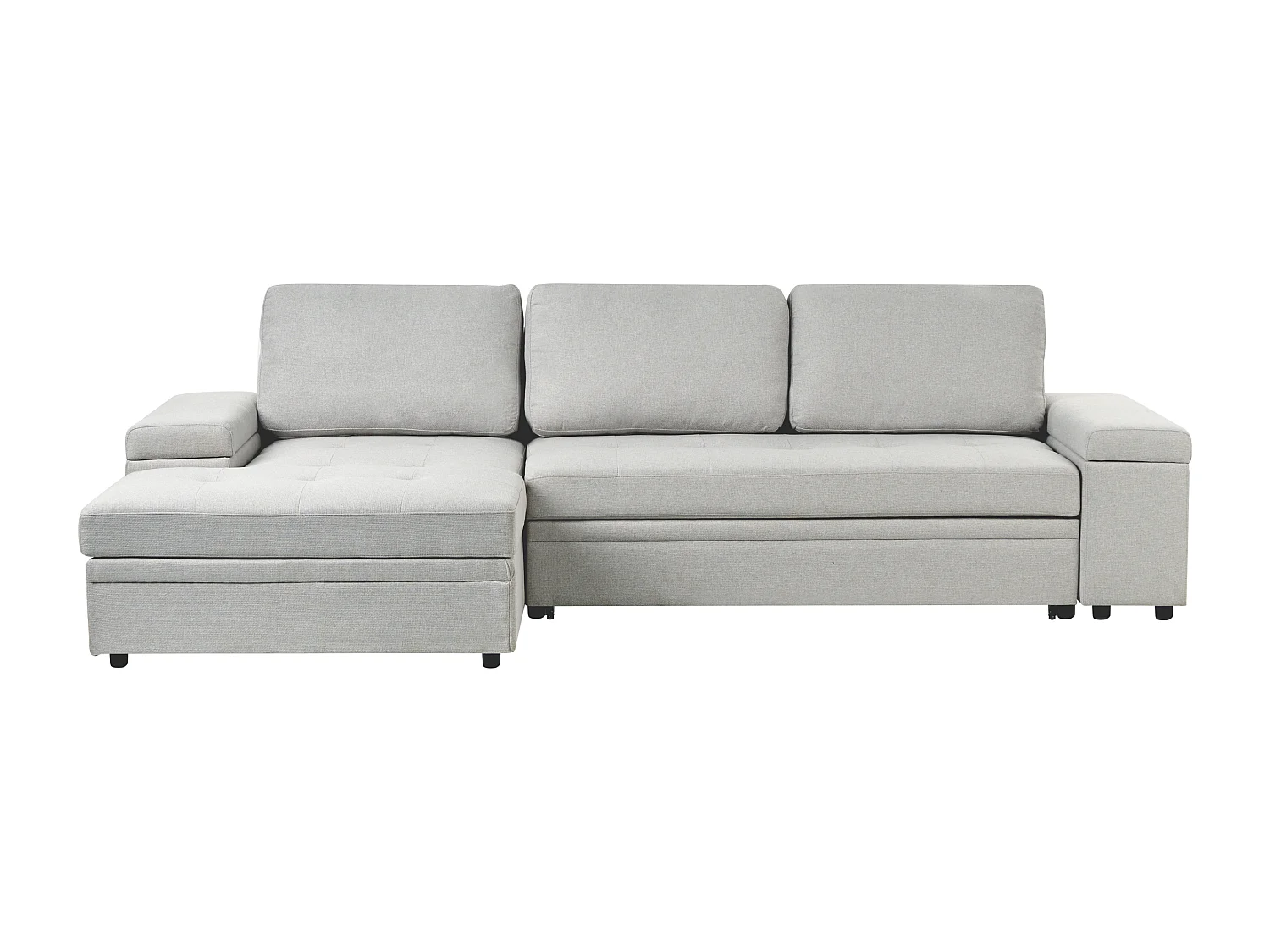 Sofá-cama de canto HRISEY Linho sintético Cinzento claro com arrumação 3 lugares à direita