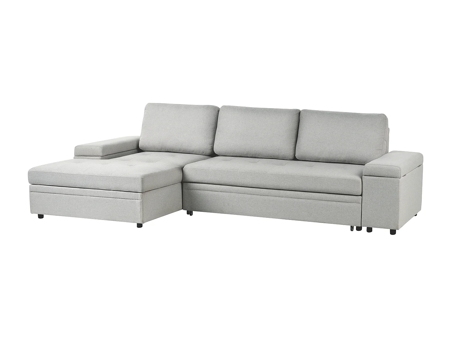 Sofá-cama de canto HRISEY Linho sintético Cinzento claro com arrumação 3 lugares à direita