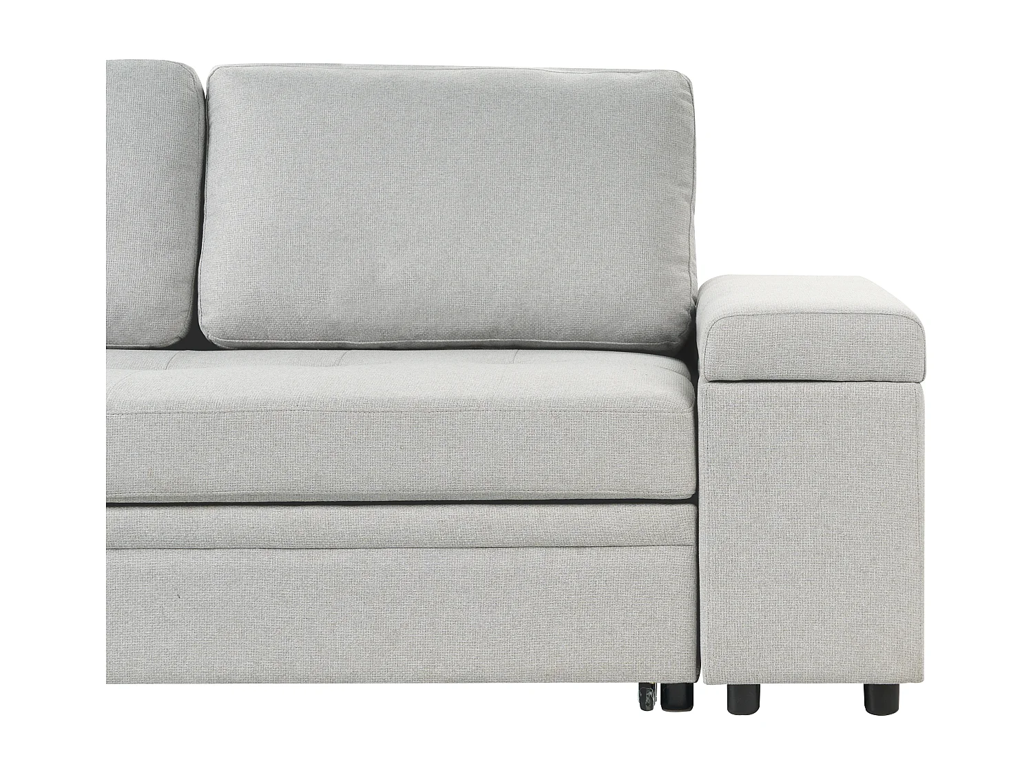 Sofá-cama de canto HRISEY Linho sintético Cinzento claro com arrumação 3 lugares à direita