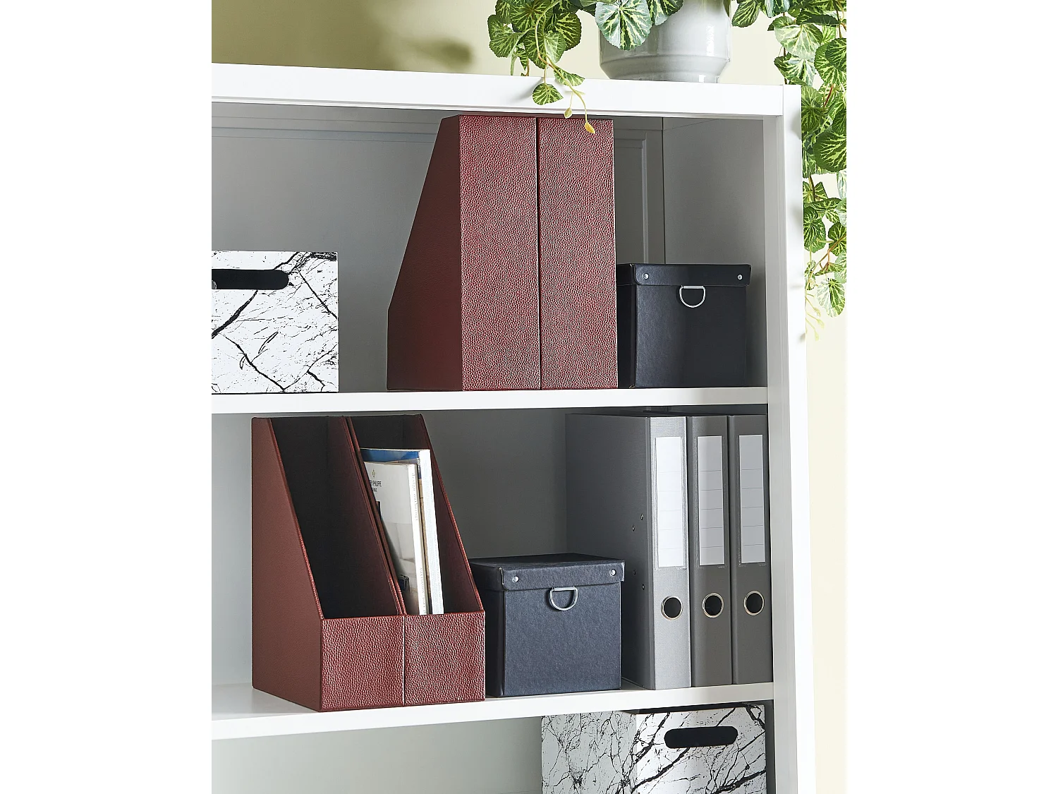 Lot de 4 porte-dossiers SUMER Cuir PU Rouge foncé