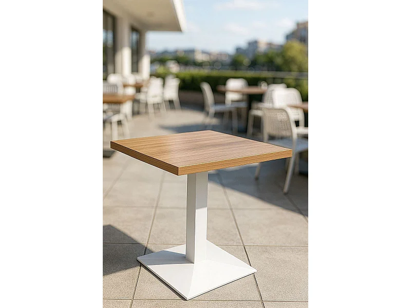 Mesas Auxiliares - Mesa Kuat White 60 cm - Madera oscura