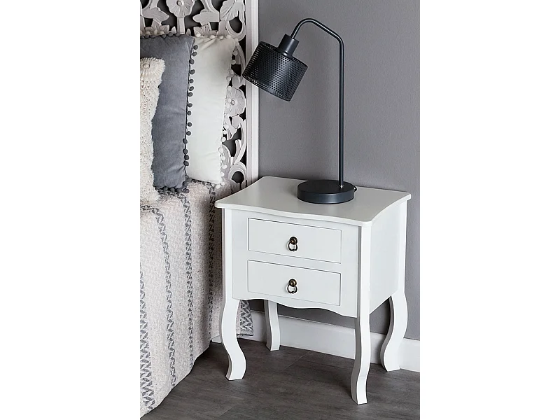 Mesas Auxiliares - Mesita Noche Cabriole 2 Cajones 50 cm - Madera Natural