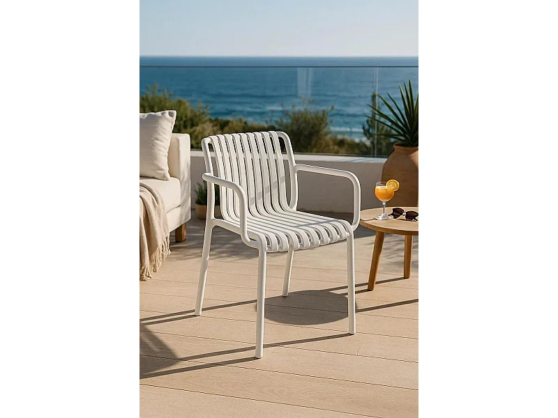 Sillas Jardín - Silla Somer con Reposabrazos - Blanco
