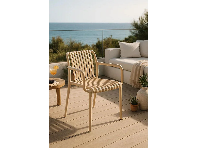 Sillas Jardín - Silla Somer con Reposabrazos - Beige