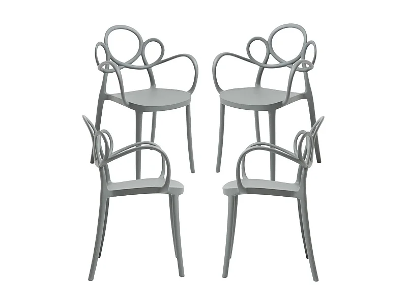 Packs Sillas Jardín - Pack 4 Sillas Sky con Reposabrazos - Gris oscuro