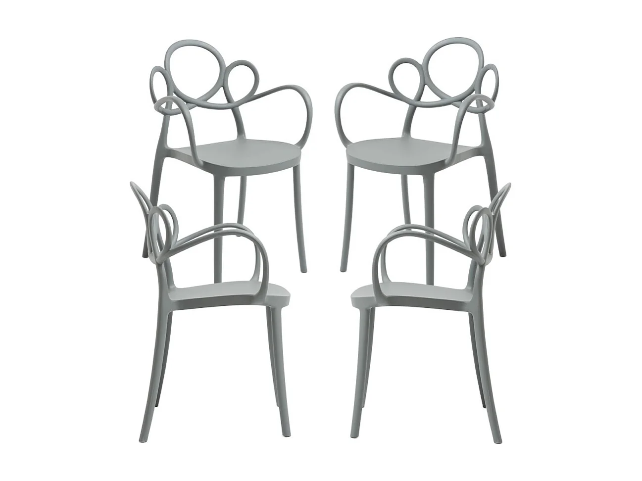 Packs Sillas Jardín - Pack 4 Sillas Sky con Reposabrazos - Gris oscuro