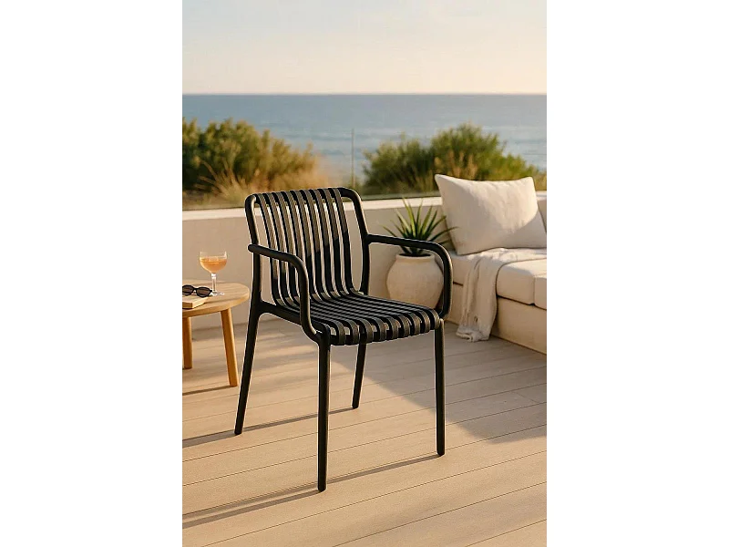 Sillas Jardín - Silla Somer con Reposabrazos - Negro
