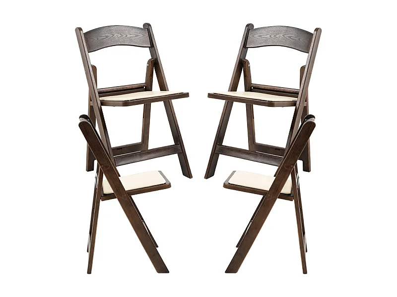 Sillas Plegables - Pack 4 Sillas Gala Plegable con Cojín efecto Madera - Roble oscuro