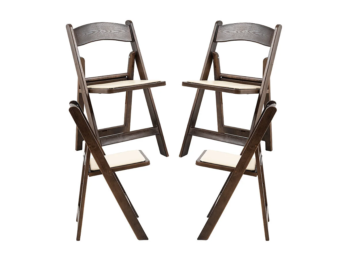 Sillas Plegables - Pack 4 Sillas Gala Plegable con Cojín efecto Madera - Roble oscuro