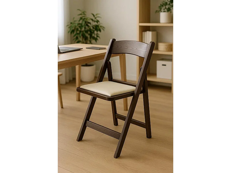 Sillas Plegables - Pack 4 Sillas Gala Plegable con Cojín efecto Madera - Roble oscuro