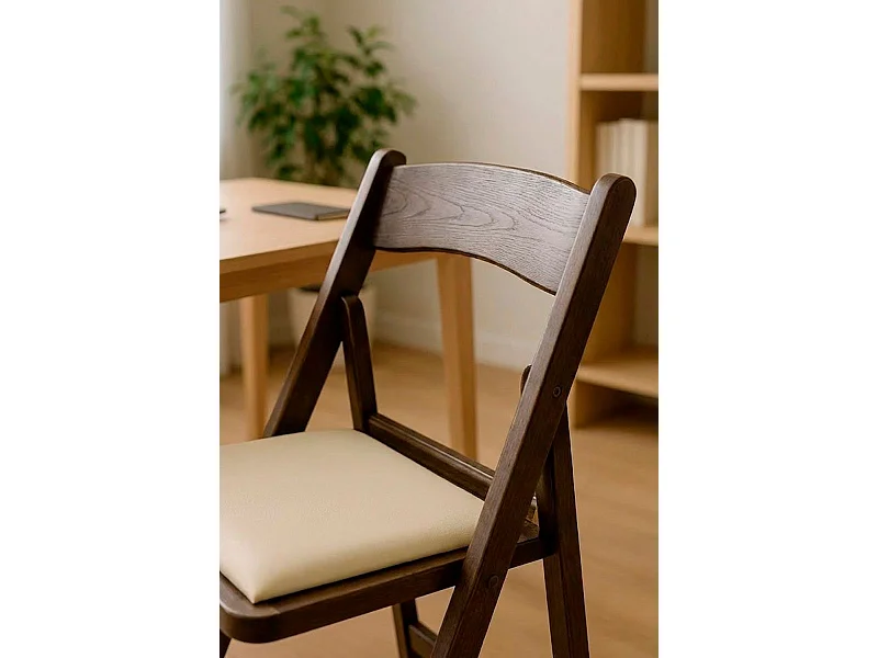 Sillas Plegables - Pack 4 Sillas Gala Plegable con Cojín efecto Madera - Roble oscuro