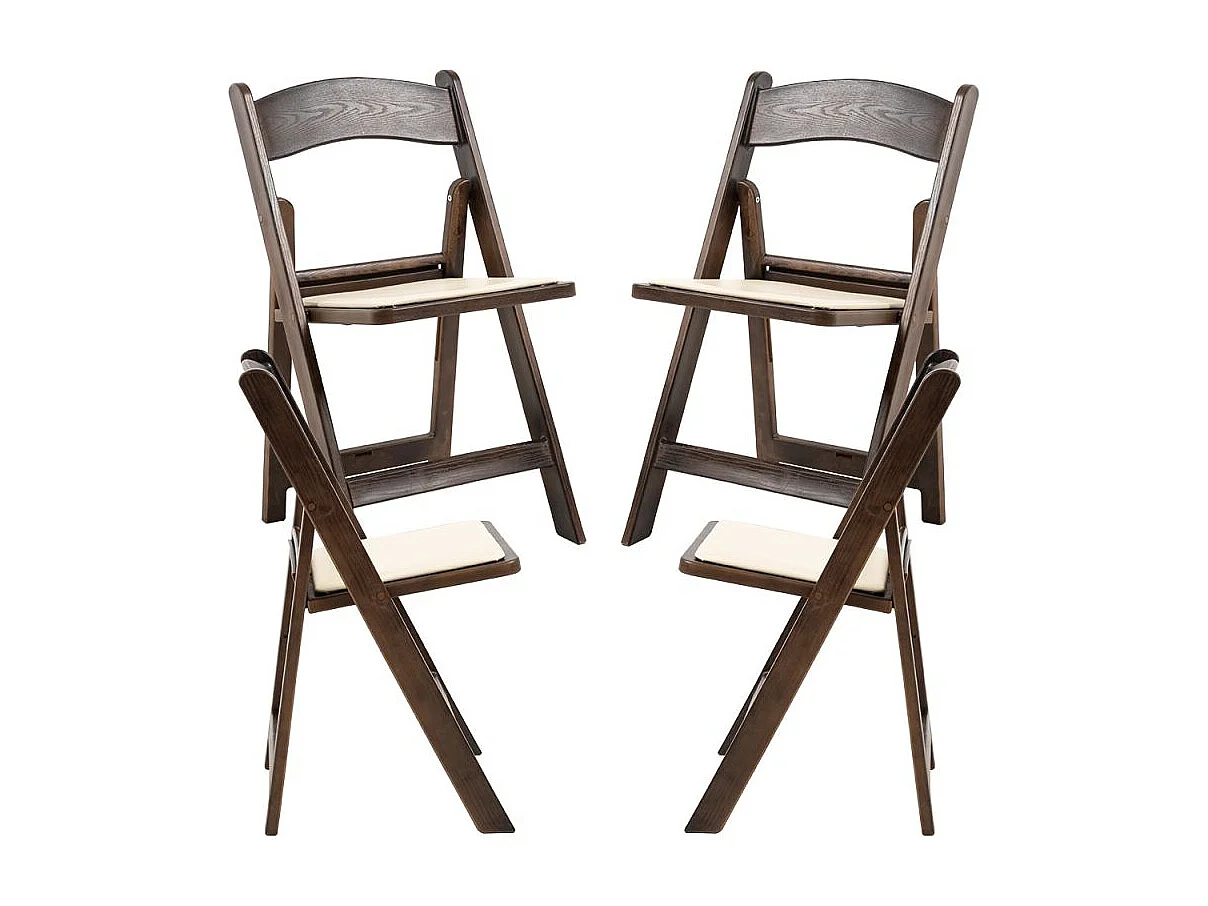 Sillas Plegables - Pack 4 Sillas Gala Plegable con Cojín efecto Madera - Roble oscuro