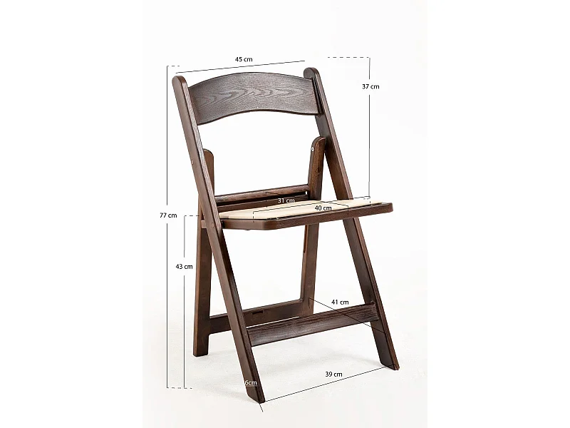 Sillas Plegables - Pack 4 Sillas Gala Plegable con Cojín efecto Madera - Roble oscuro