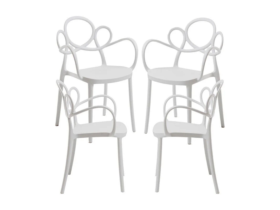 Packs Sillas Jardín - Pack 4 Sillas Sky con Reposabrazos - Blanco