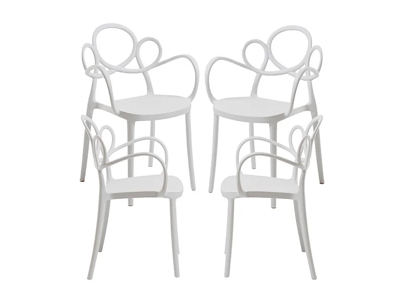 Packs Sillas Jardín - Pack 4 Sillas Sky con Reposabrazos - Blanco