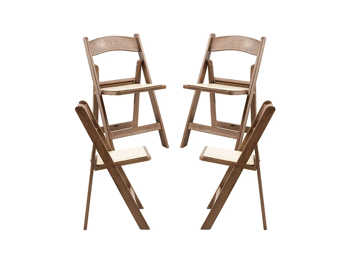Sillas Plegables - Pack 4 Sillas Gala Plegable con Cojín efecto Madera - Roble Claro