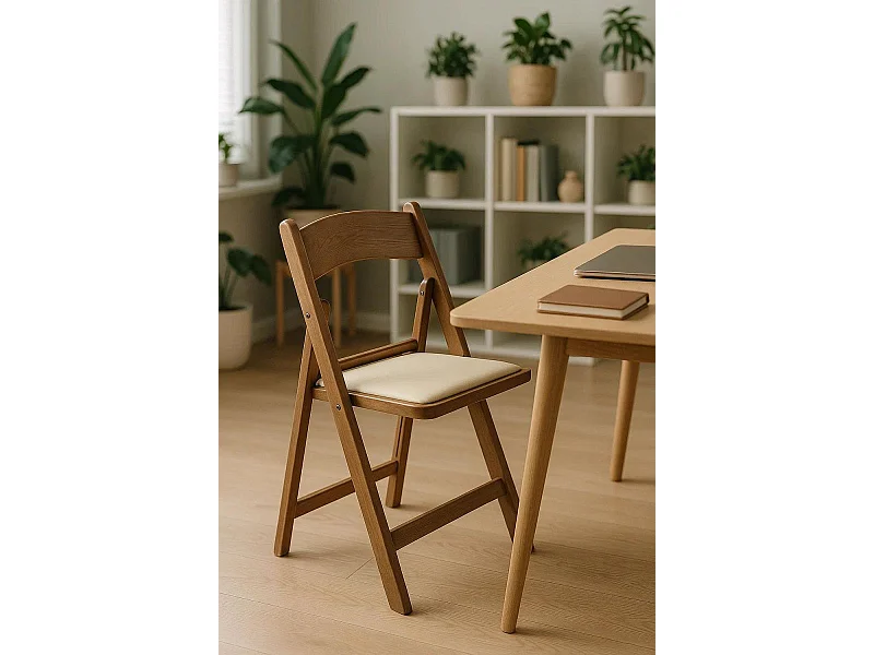 Sillas Plegables - Pack 4 Sillas Gala Plegable con Cojín efecto Madera - Roble Claro