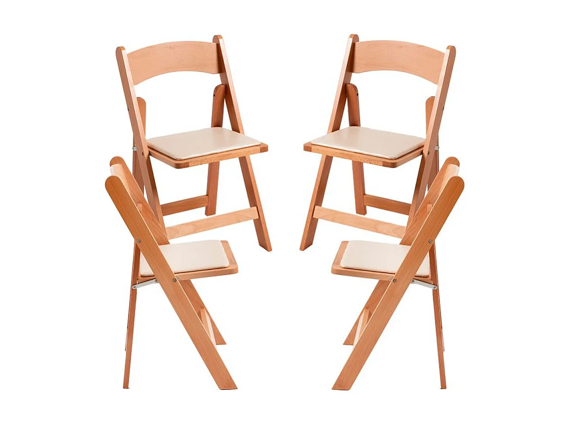 Sillas Plegables - Pack 4 Sillas Plegables Wala Madera para Escritorio y Comedor - Madera Natural