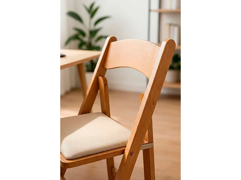 Sillas Plegables - Pack 4 Sillas Plegables Wala Madera para Escritorio y Comedor - Madera Natural