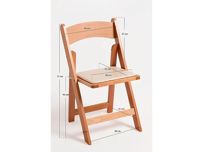Sillas Plegables - Pack 4 Sillas Plegables Wala Madera para Escritorio y Comedor - Madera Natural