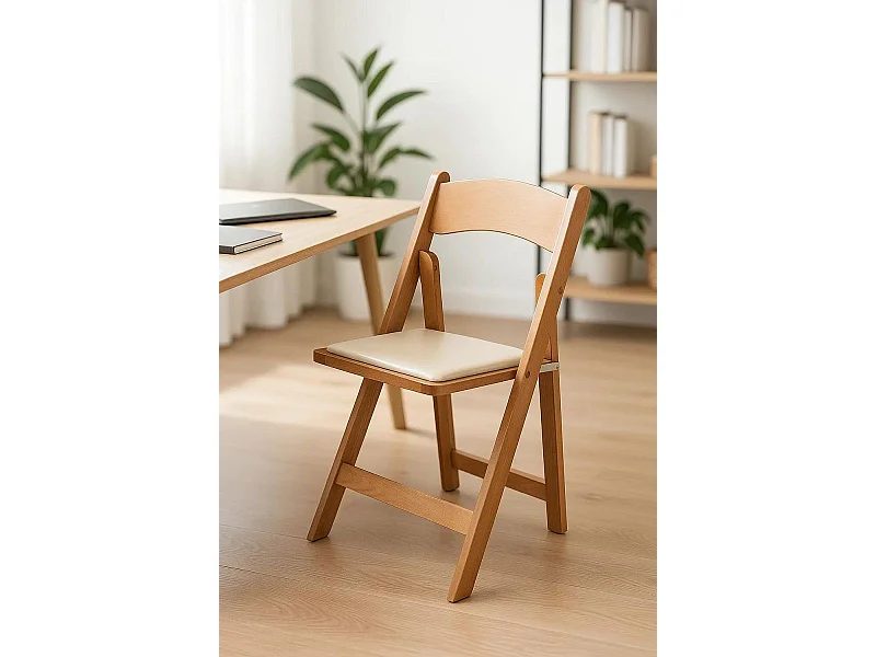 Sillas Plegables - Pack 4 Sillas Plegables Wala Madera para Escritorio y Comedor - Madera Natural