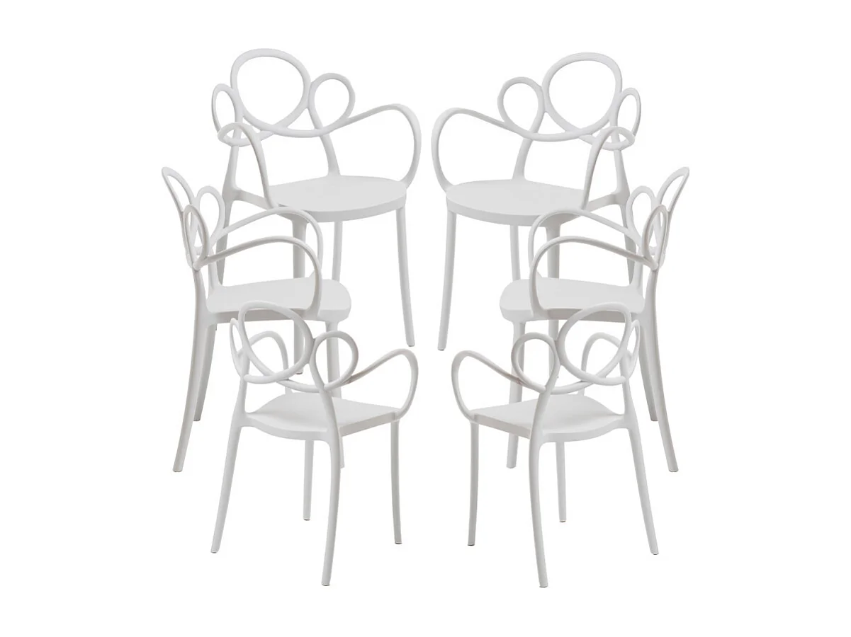 Packs Sillas Jardín - Pack 6 Sillas Sky con Reposabrazos - Blanco