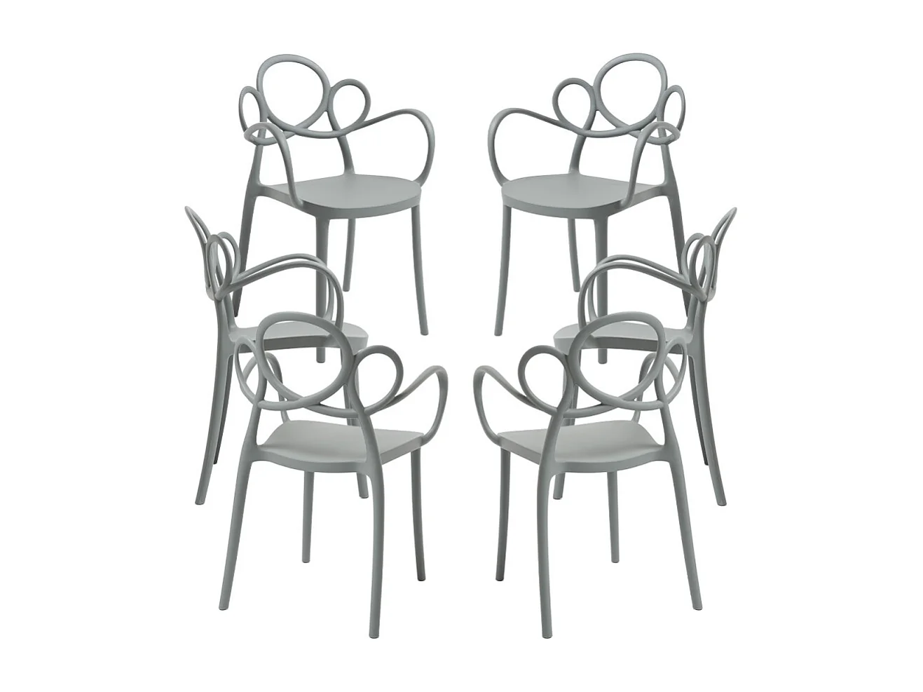 Packs Sillas Jardín - Pack 6 Sillas Sky con Reposabrazos - Gris oscuro