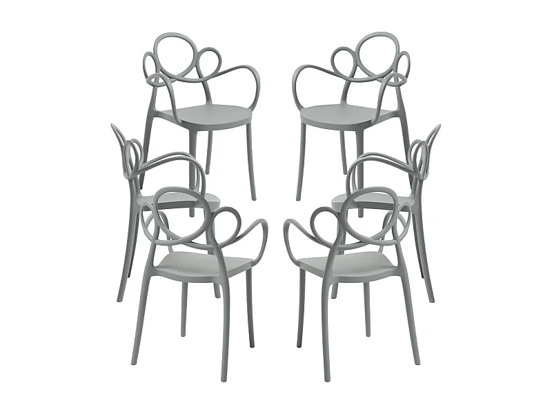 Packs Sillas Jardín - Pack 6 Sillas Sky con Reposabrazos - Gris oscuro