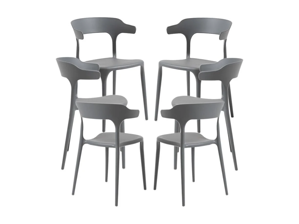 Packs Sillas Jardín - Pack 6 Sillas Teul - Gris oscuro