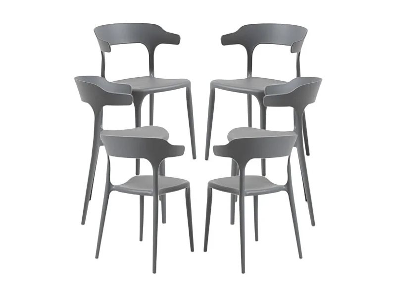 Packs Sillas Jardín - Pack 6 Sillas Teul - Gris oscuro