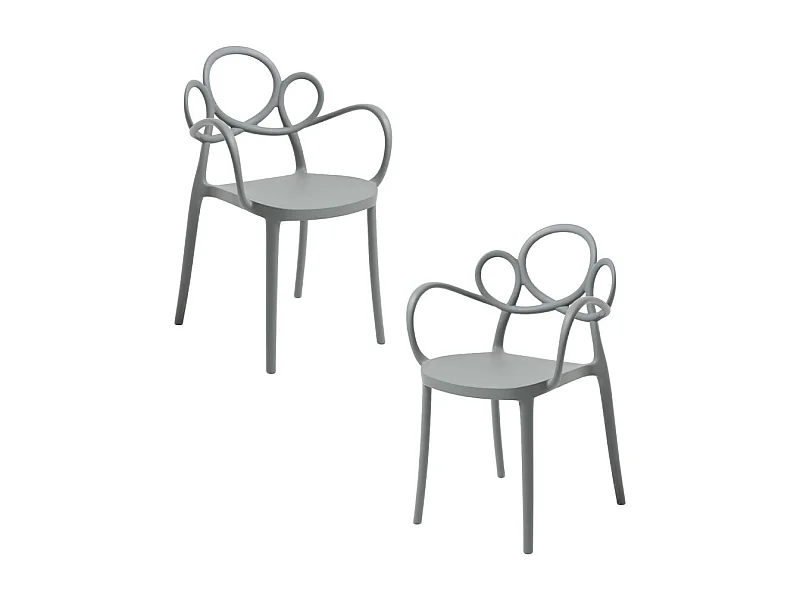 Packs Sillas Jardín - Pack 2 Sillas Sky con Reposabrazos - Gris oscuro