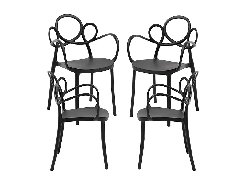 Packs Sillas Jardín - Pack 4 Sillas Sky con Reposabrazos - Negro