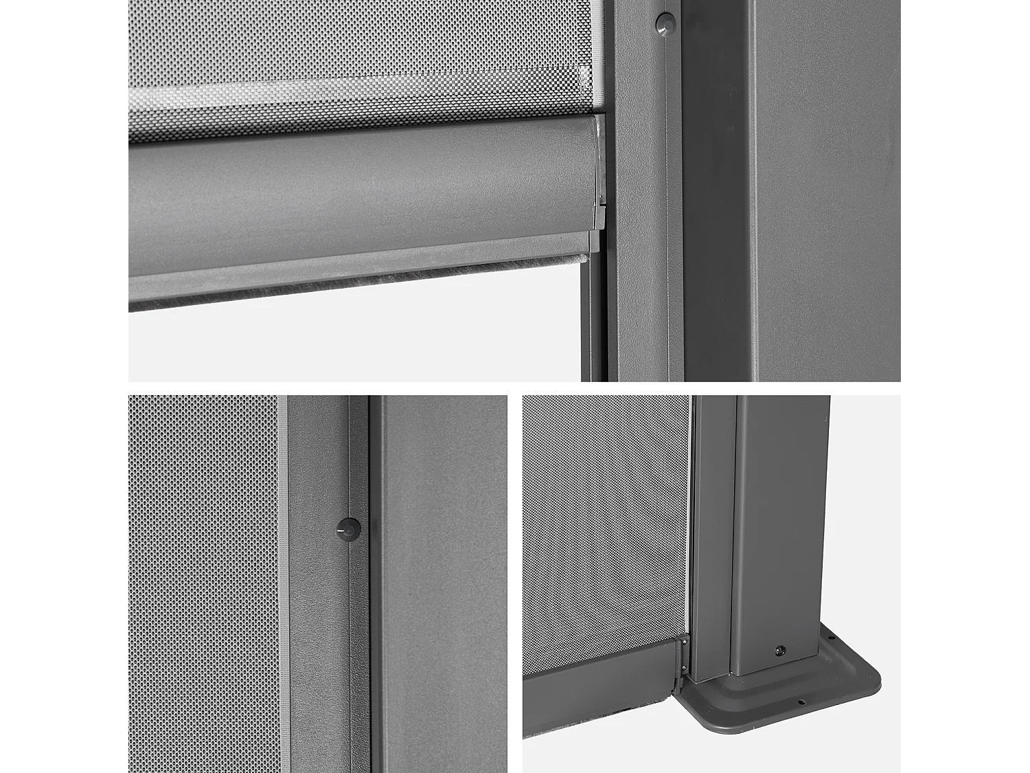 Pergola bioclimatique aluminium et acier 3x4m lames orientables + store 4m PALACE anthracite