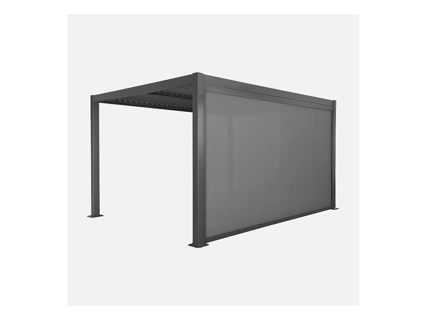 Pergola bioclimatique aluminium et acier 3x4m lames orientables + store 4m PALACE anthracite