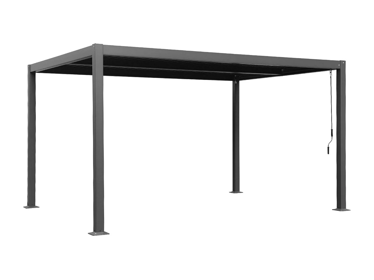 Pergola bioclimatica 3x4m in alluminio e acciaio + tenda 4m, antracite