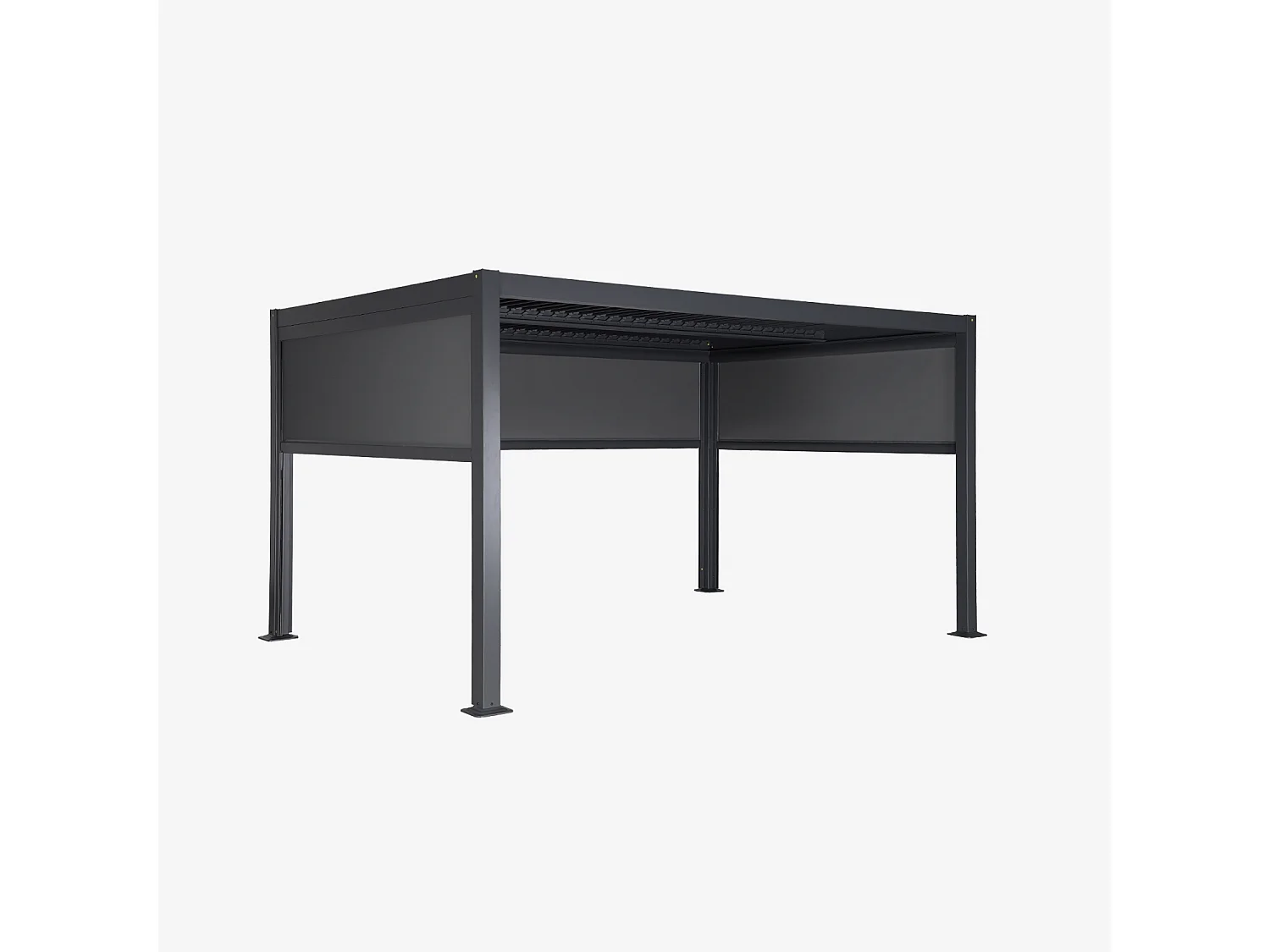 Pergola bioclimatique aluminium et acier 3x4m lames orientables + 2 stores 3m + 1 store 4m PALACE anthracite