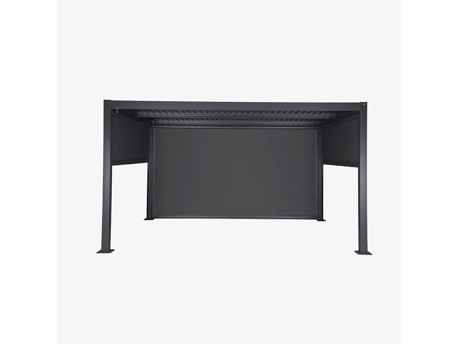 Pergola bioclimatique aluminium et acier 3x4m lames orientables + 2 stores 3m + 1 store 4m PALACE anthracite