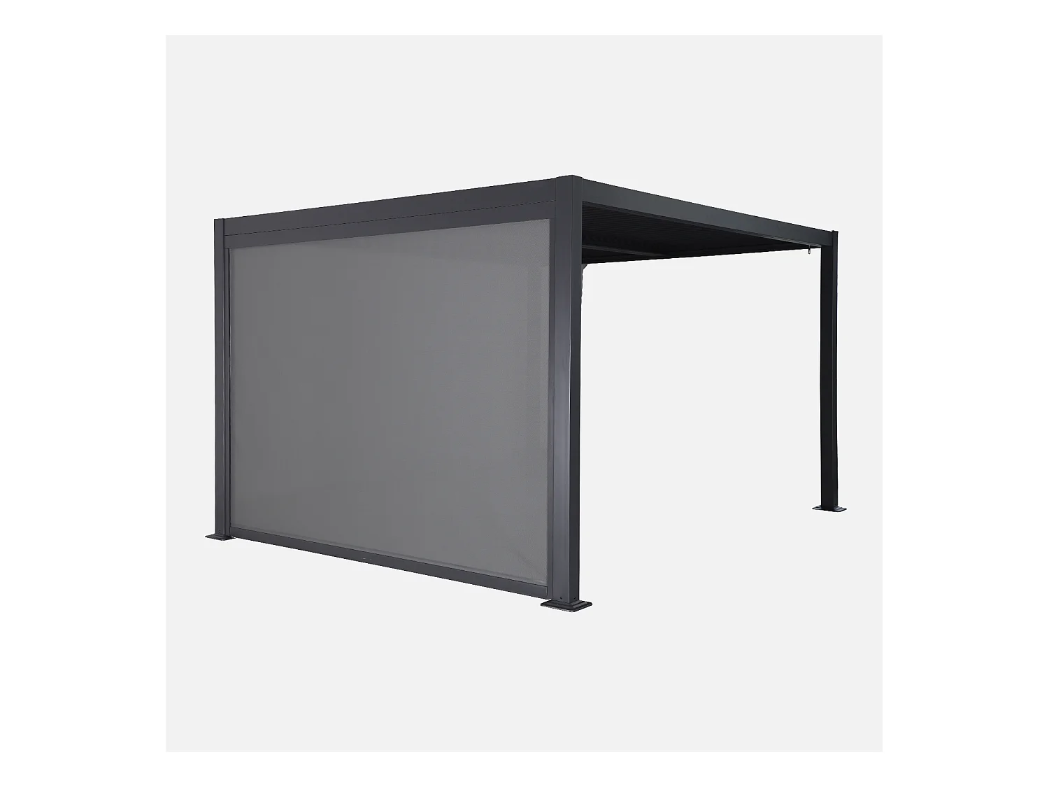 Pergola bioclimatique aluminium et acier 3x4m lames orientables + store 3m PALACE anthracite