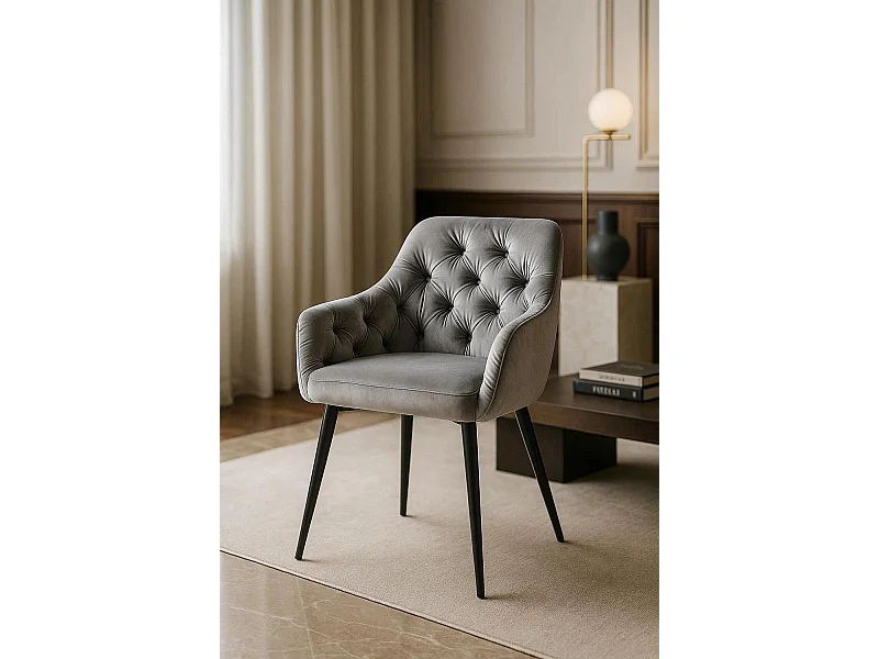 Sillas Comedor - Silla Salle Terciopelo - Gris claro