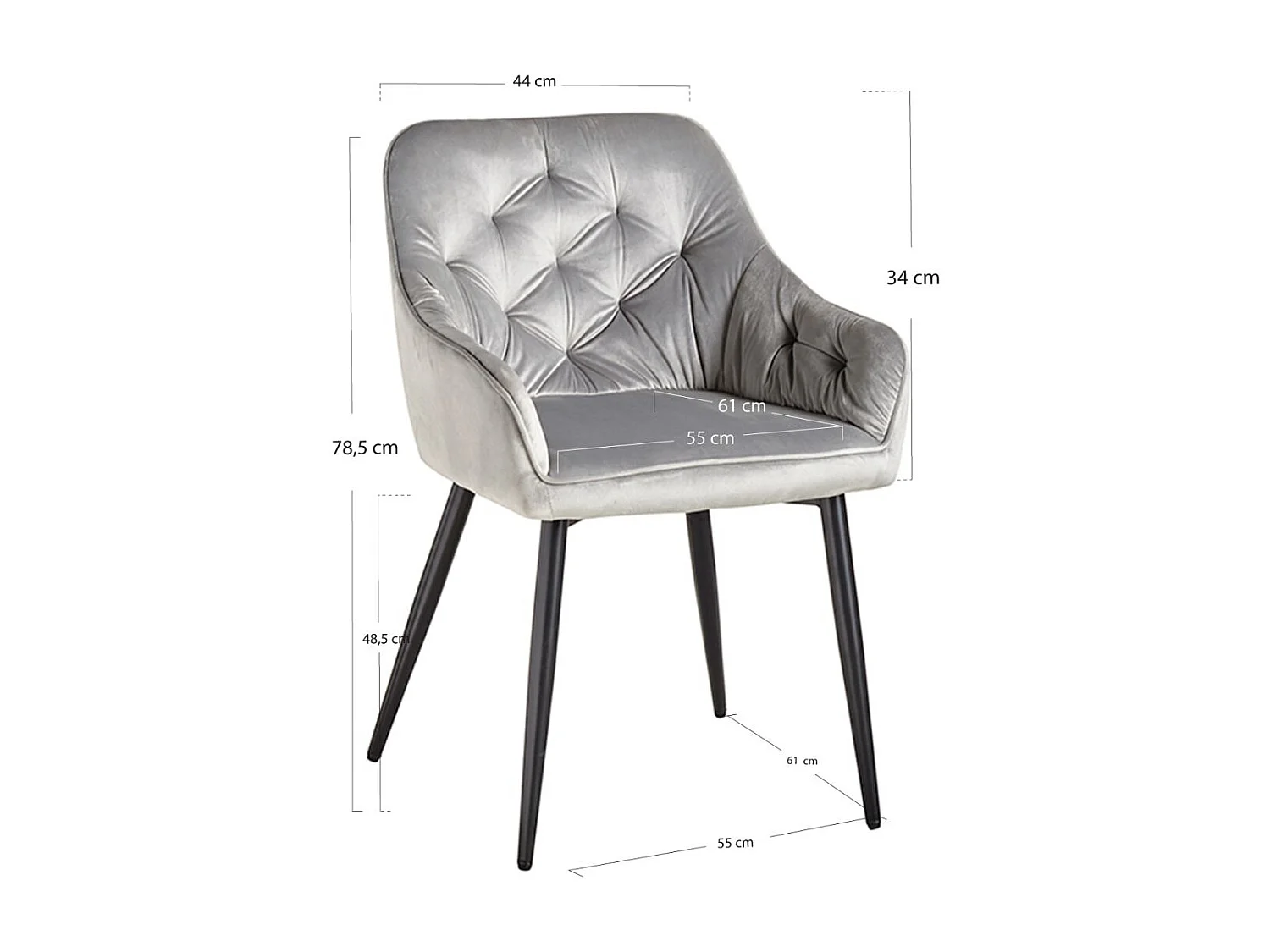 Sillas Comedor - Silla Salle Terciopelo - Gris claro