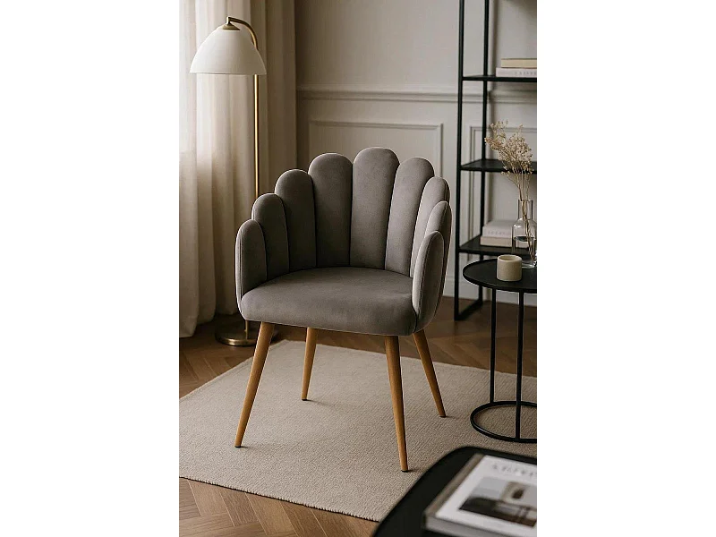 Sillas Comedor - Sillón Main Terciopelo - Gris oscuro