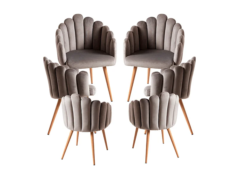 Packs Sillas Comedor - Pack 6 Sillones Main Terciopelo - Gris oscuro