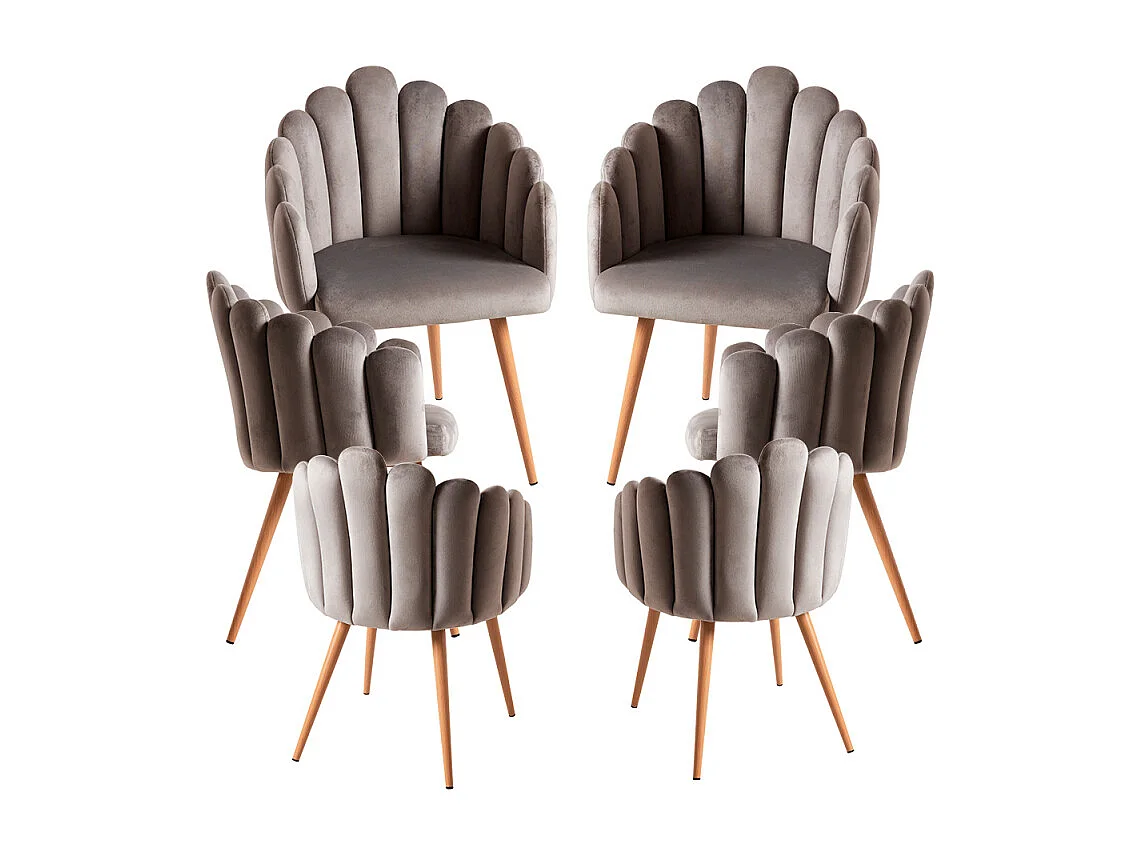 Packs Sillas Comedor - Pack 6 Sillones Main Terciopelo - Gris oscuro