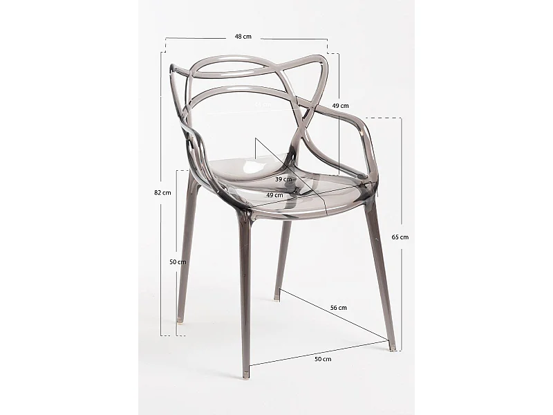 Sillas Comedor - Silla Korme Transparente - Transparente Ahumada