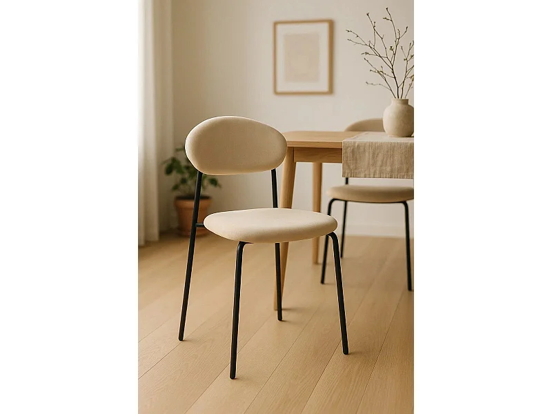 Sillas Comedor - Silla Rinos Black Terciopelo - Beige