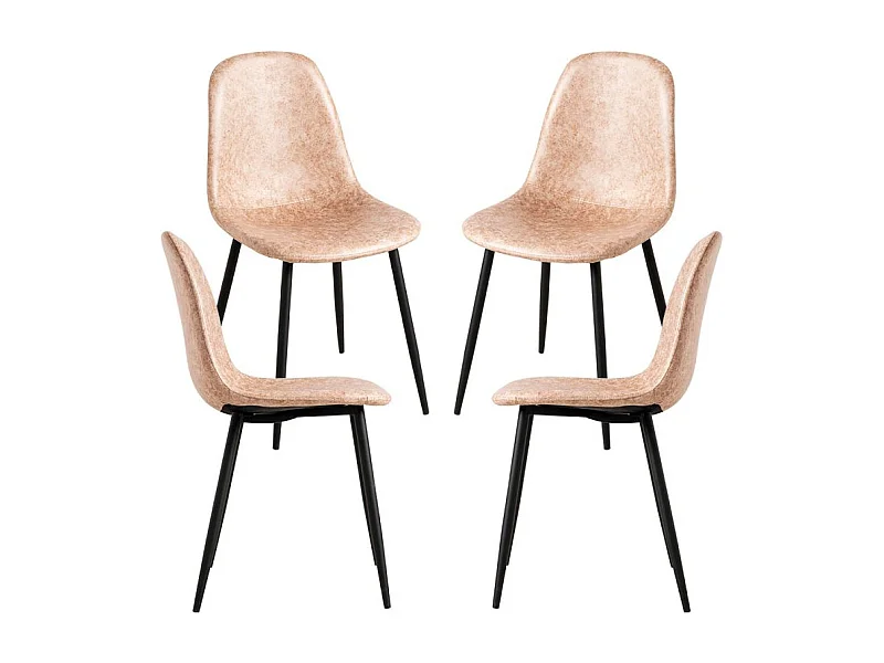 Packs Sillas Comedor - Pack 4 Sillas Black Teok Polipiel - Beige Vintage Teok
