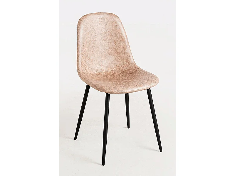 Packs Sillas Comedor - Pack 4 Sillas Black Teok Polipiel - Beige Vintage Teok