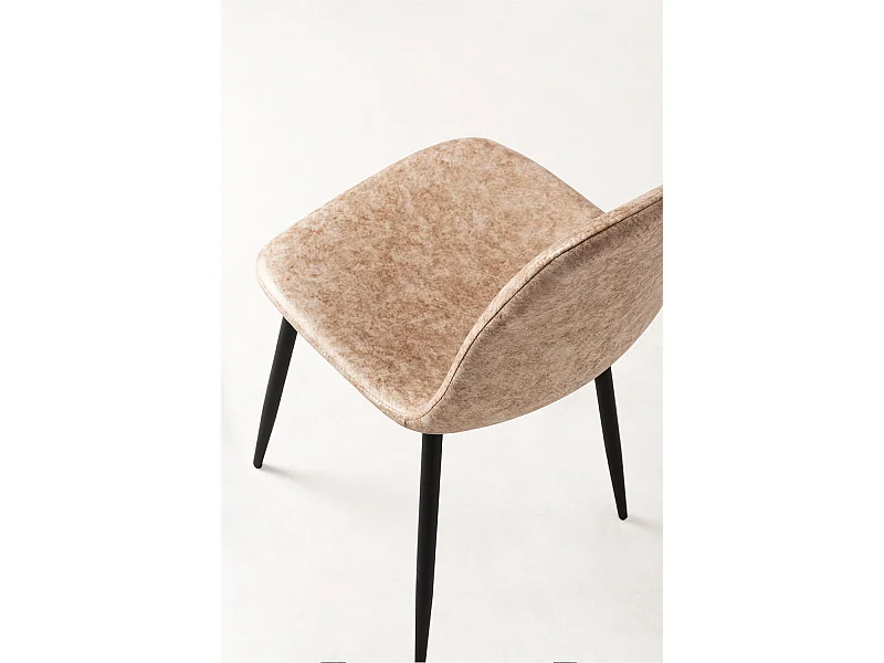 Packs Sillas Comedor - Pack 4 Sillas Black Teok Polipiel - Beige Vintage Teok