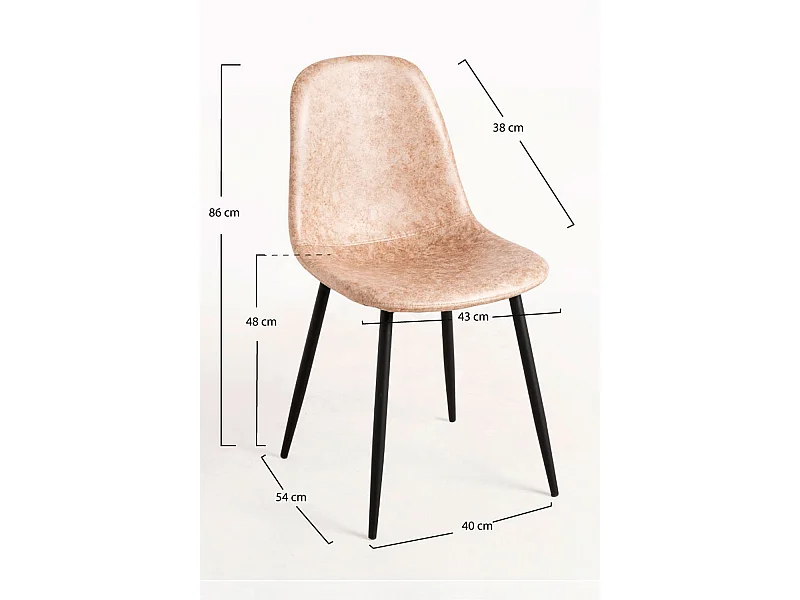 Packs Sillas Comedor - Pack 4 Sillas Black Teok Polipiel - Beige Vintage Teok